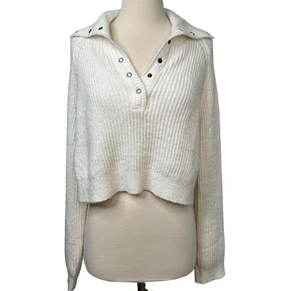 BDG Lexi Henley Fuzzy Crop Sweater M - Picture 6 of 16